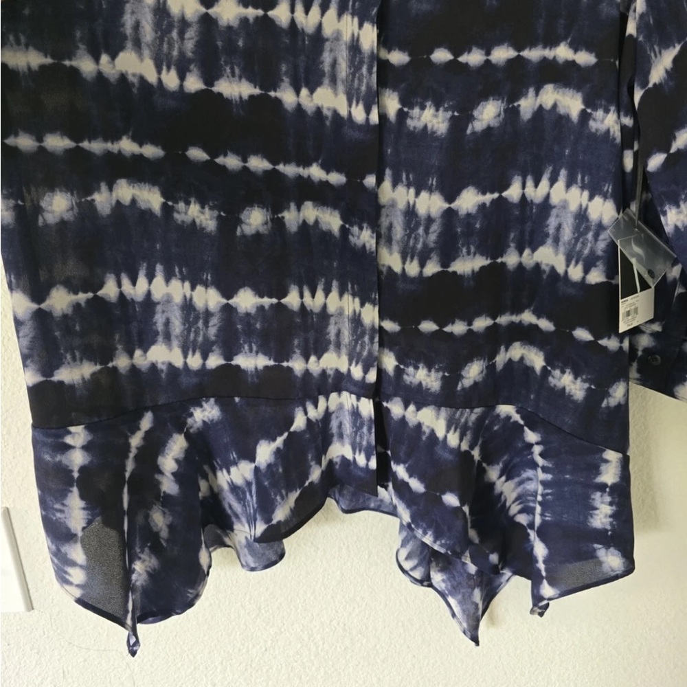 Simply Vera Tunic Women Sz M Tie Dye Button Up Flowy Tunic Asymmetrical New - Picture 8 of 12